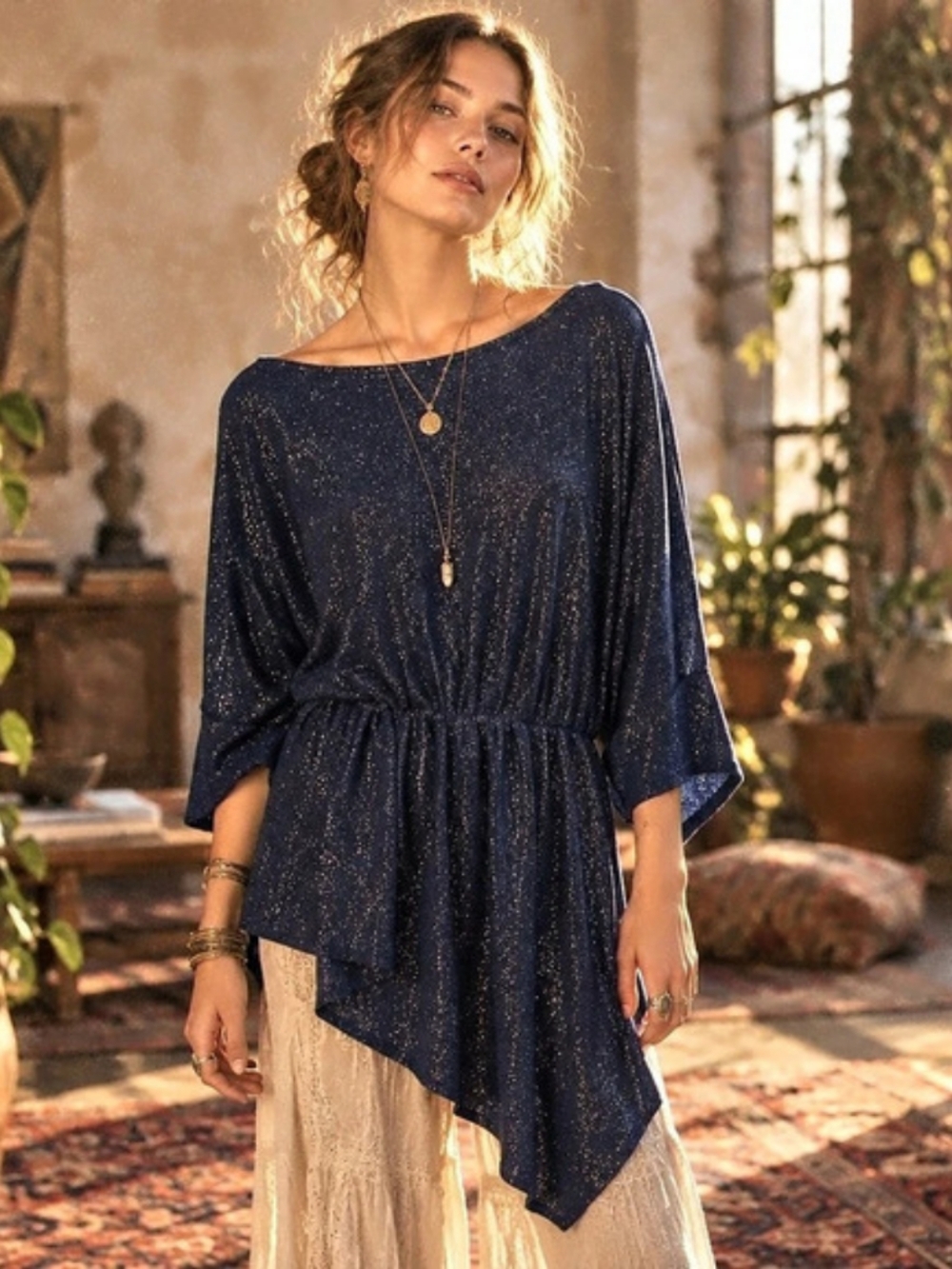Boston Proper Blue Sparkling Tunic